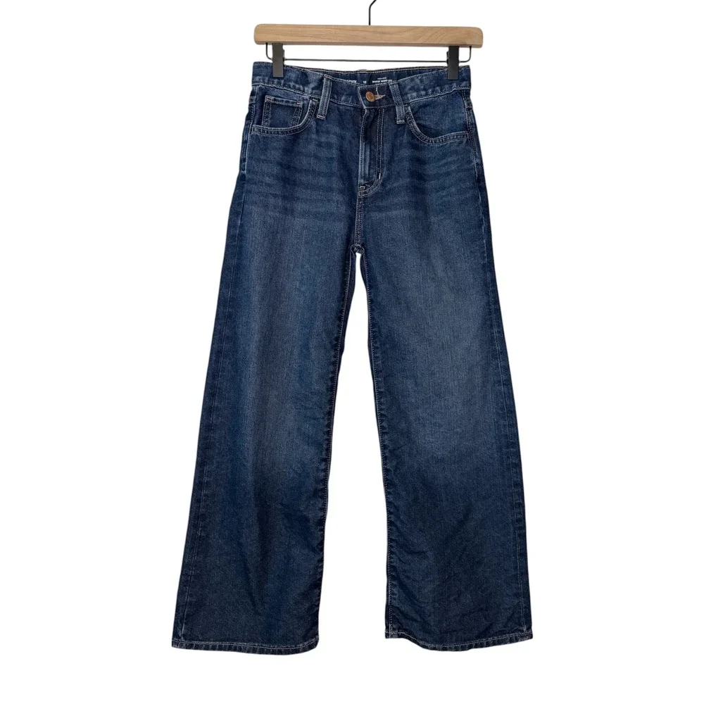 Old Navy Kids High Rise Baggy Wide Leg Size 12 Blue Dark Wash Casual Denim